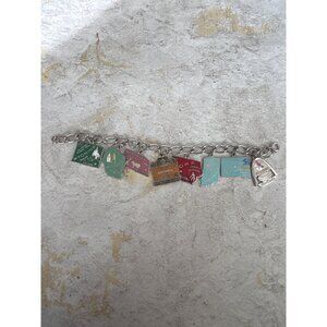 Sterling Silver Midwest States Travel Enamel Charm Bracelet